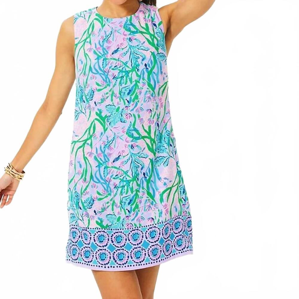 NEW LILLY PULITZER edita mini shift dress in multi seacret escape engineered wov